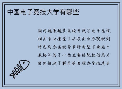 中国电子竞技大学有哪些